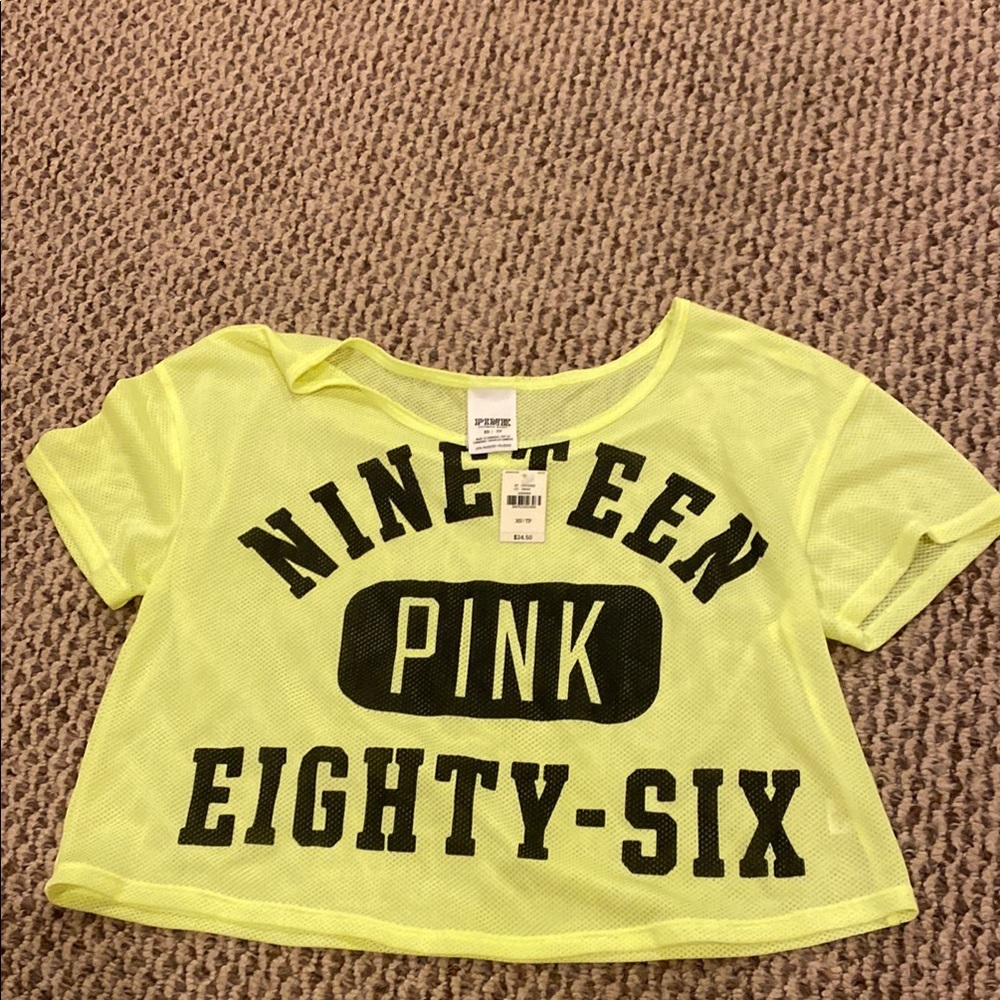 Pink women’s Neon Yellow Mesh Top size XS brand new with tags